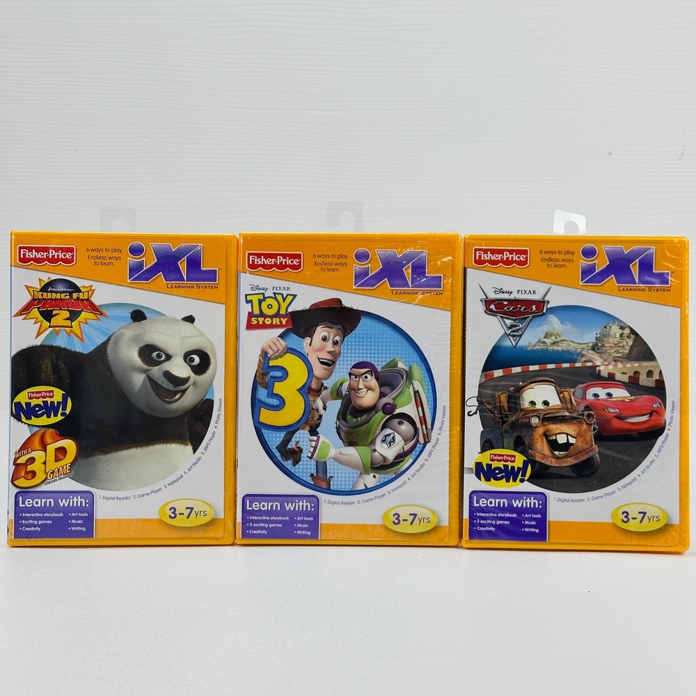 Fisher-Price iXL Learning Software Toy Story 3 Cars 2 Kung Fu Panda 2 NEW 3-7yrs